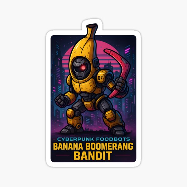 Item preview, BANANA BOOMERANG BANDIT — Cyberpunk Peelout designed and sold by Snackwear Apparel.