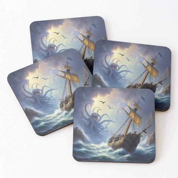 Item preview, Eldritch Kracken Cthulhu Beast  monster of the sea art after JMW Turner painting designed and sold by Vintage Designs +.