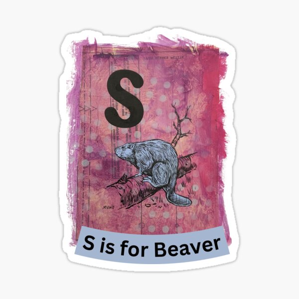 Alphabet Flashcard - S is for Beaver Sticker