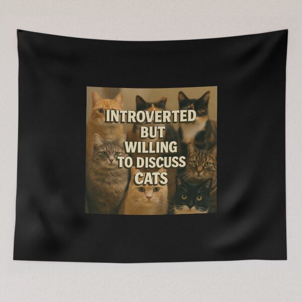 Item preview, Introverted but Willing to Discuss Cats – Funny Cat Lover Quote Design designed and sold by MySheetMusicArt.