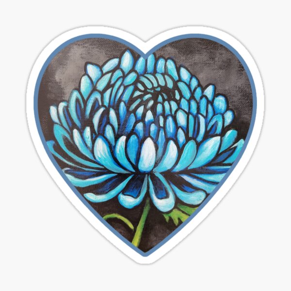 Item preview, Blue Chrysanthemum in heart designed and sold by Moon Raven Studios-art by Mandiva333.
