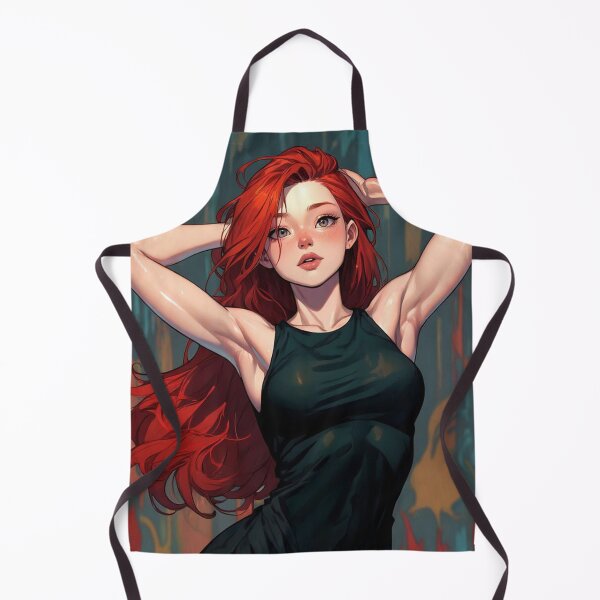 Item preview, Beautiful Redhead woman posing with her hands behind her head in black dress designed and sold by Vintage Designs +.