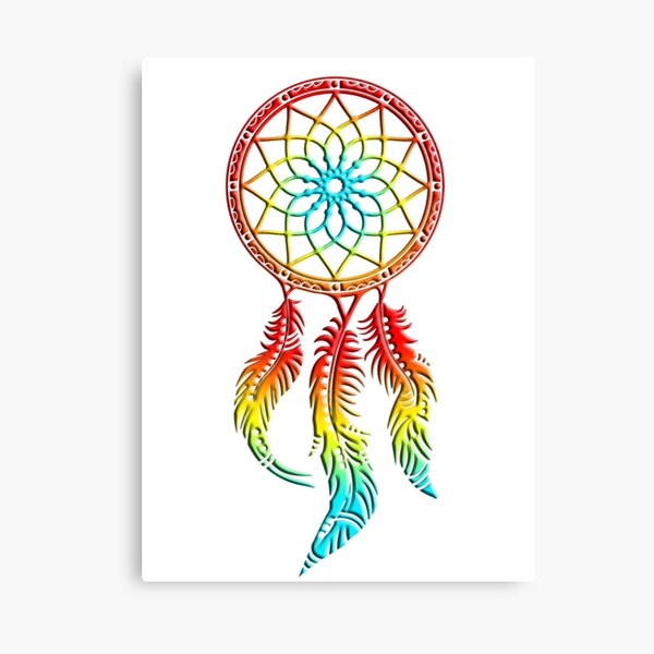 Atrapasueños - Dreamcatcher blanco indio boho con plumas mediano