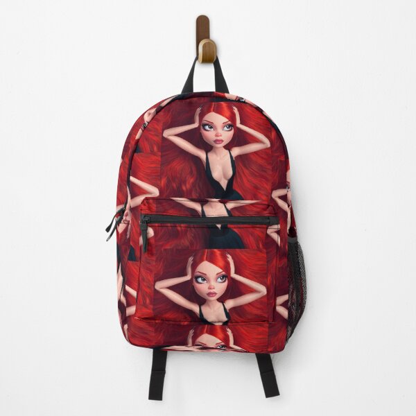 Item preview, Pretty cute red haired doll girl fashion icon standing with her hands on her head designed and sold by Vintage Designs +.
