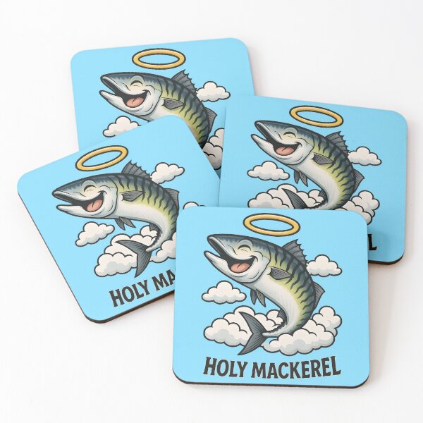 Item preview, Funny Holy Mackerel T-Shirt – Laughing Fish Cartoon with Halo & Clouds | Cool Comic Vector Art designed and sold by WAUZ.