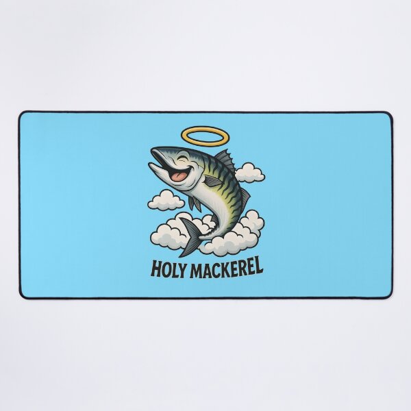 Item preview, Funny Holy Mackerel T-Shirt – Laughing Fish Cartoon with Halo & Clouds | Cool Comic Vector Art designed and sold by WAUZ.