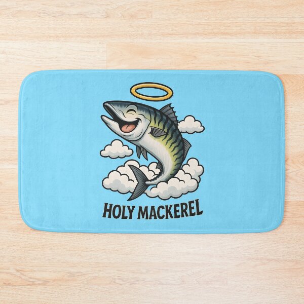 Item preview, Funny Holy Mackerel T-Shirt – Laughing Fish Cartoon with Halo & Clouds | Cool Comic Vector Art designed and sold by WAUZ.