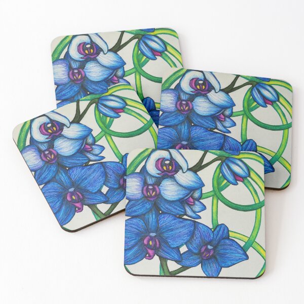 Aperçu de l'œuvre Orchidée bleue en carré créée et vendue par Moon Raven Studios-art by Mandiva333.