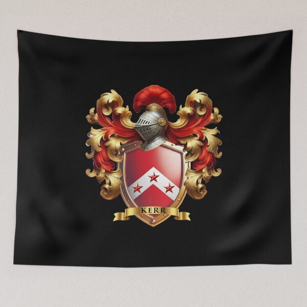Item preview, Kerr Heraldic Shield  Red Chevron & Three Stars designed and sold by Highlandkings.