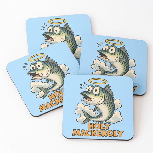 Item preview, Holy Mackeroly Funny Fish Cartoon Shirt – Cool Comic Vector with Halo & Clouds designed and sold by WAUZ.