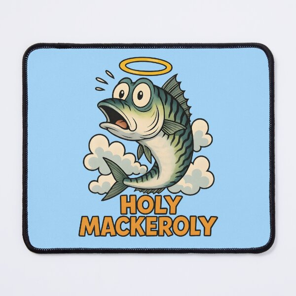Item preview, Holy Mackeroly Funny Fish Cartoon Shirt – Cool Comic Vector with Halo & Clouds designed and sold by WAUZ.