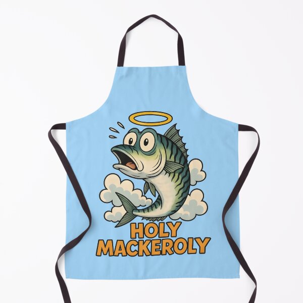 Item preview, Holy Mackeroly Funny Fish Cartoon Shirt – Cool Comic Vector with Halo & Clouds designed and sold by WAUZ.