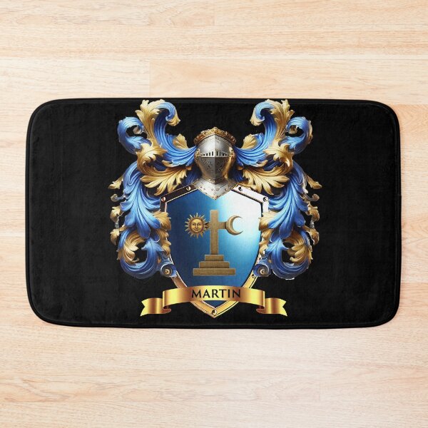 Item preview, Martin Family Crest  Blue Shield with Golden Cross, Sun & Moon designed and sold by Highlandkings.