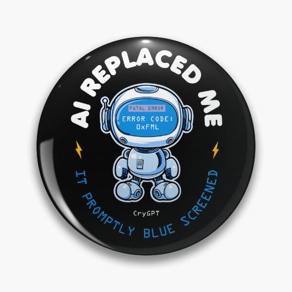 Item preview, AI Replaced Me It Promptly Blue Screened Cute Robot Design Funny Tech Humor for Programmers & IT Nerds designed and sold by Uppercase Tees.