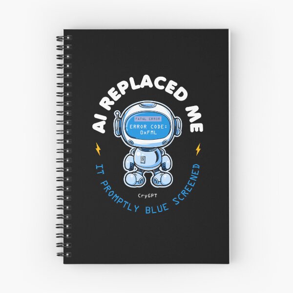 Item preview, AI Replaced Me It Promptly Blue Screened Cute Robot Design Funny Tech Humor for Programmers & IT Nerds designed and sold by Uppercase Tees.
