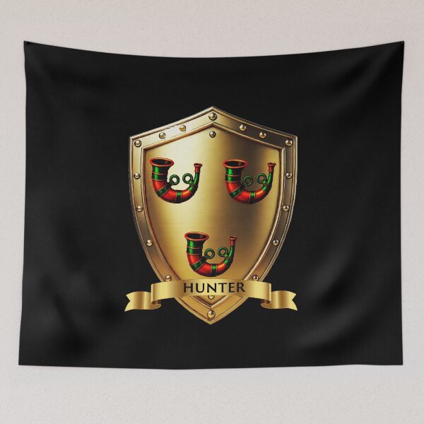Item preview, Hunter Shield with Banner  Regal Gold Clan Emblem designed and sold by Highlandkings.