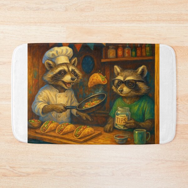 Item preview, Taco Truck Raccoons in Full Swing designed and sold by ArtframeAnimals.