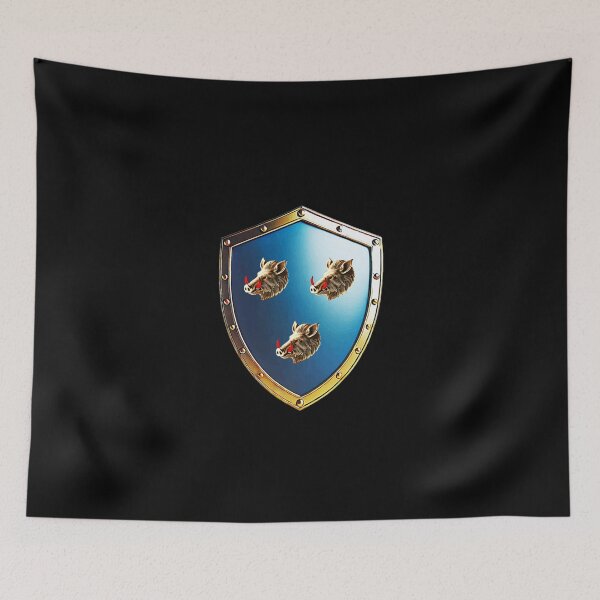 Item preview, Ferguson Clan Shield  Bold Blue with Boar Heads designed and sold by Highlandkings.
