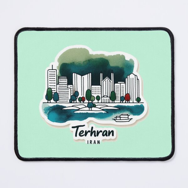 Item preview, Tehran Iran Watercolor Minimalist Cityscape Sticker, designed and sold by PaintMeWorld.