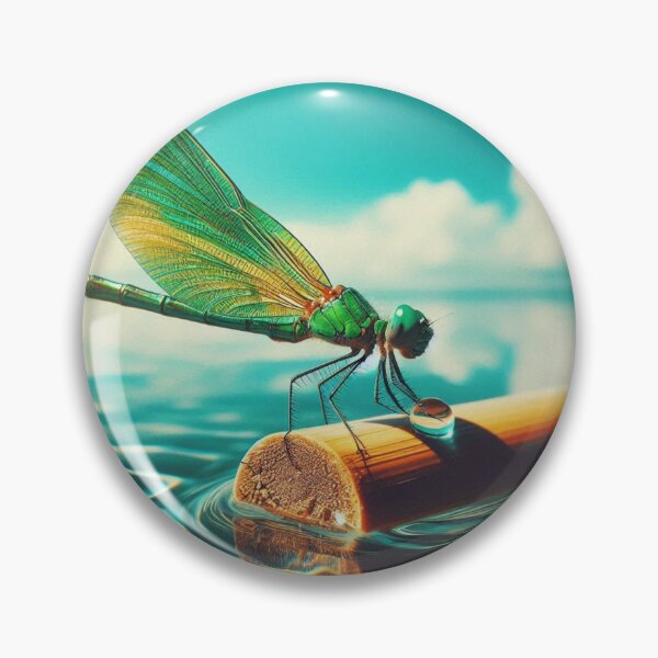 Item preview, Green Dragonfly Perched in 70s Macro Lens – Retro AI Nature Artwork for Animal Lovers on Clothing & Accessories designed and sold by knalpot-design.