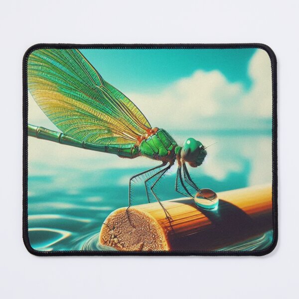 Item preview, Green Dragonfly Perched in 70s Macro Lens – Retro AI Nature Artwork for Animal Lovers on Clothing & Accessories designed and sold by knalpot-design.
