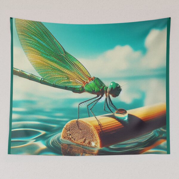 Item preview, Green Dragonfly Perched in 70s Macro Lens – Retro AI Nature Artwork for Animal Lovers on Clothing & Accessories designed and sold by knalpot-design.