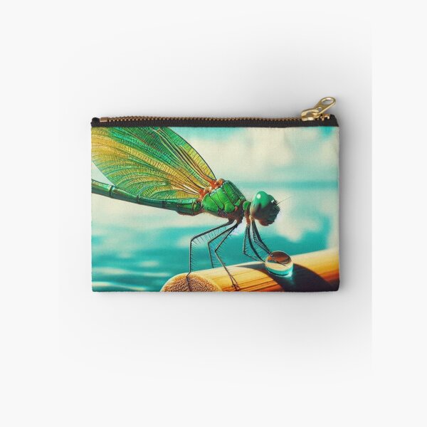 Item preview, Green Dragonfly Perched in 70s Macro Lens – Retro AI Nature Artwork for Animal Lovers on Clothing & Accessories designed and sold by knalpot-design.