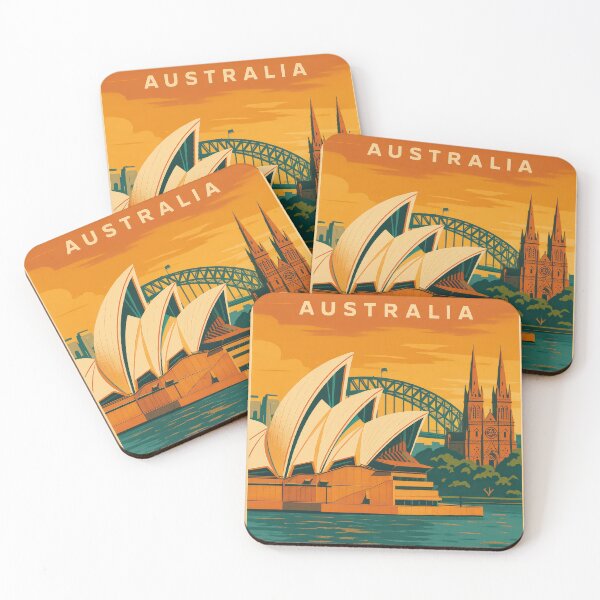 Item preview, Traveling SYDNEY - Australia  Vintage Poster/Greeting Card designed and sold by Earth Celebration Designs.