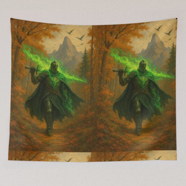 Item preview, The Verdant Reaper: Black Knight of the Emerald Flame designed and sold by DibujandoPorfa.