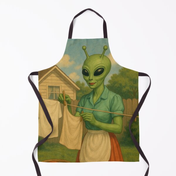 Item preview, A 50's alien lady hangs out laundry in her garden designed and sold by crazypattern.