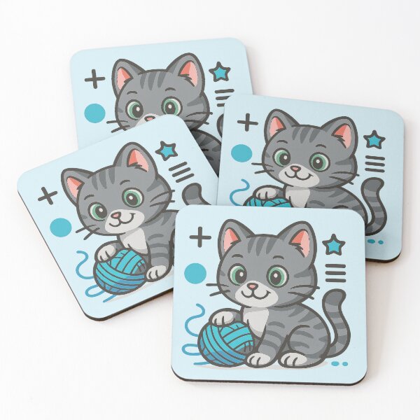Item preview, Cute Grey Tabby Cat with Blue Yarn Ball designed and sold by IraBum.