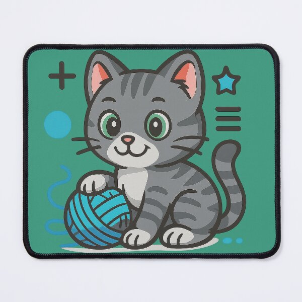 Item preview, Cute Grey Tabby Cat with Blue Yarn Ball designed and sold by IraBum.