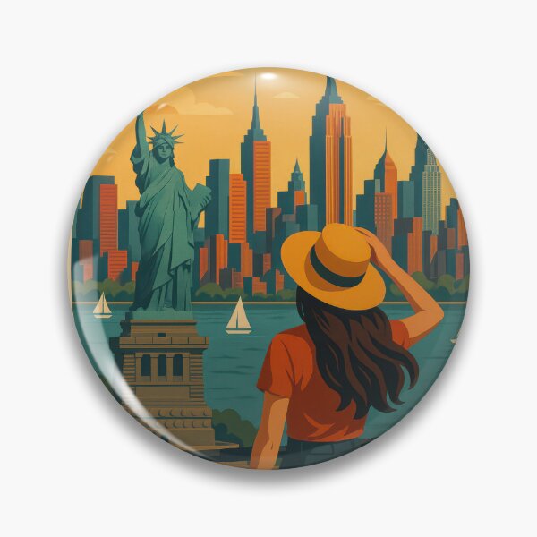 Item preview, Traveling NEW YORK - United States Vintage Poster/Greeting Card designed and sold by Earth Celebration Designs.