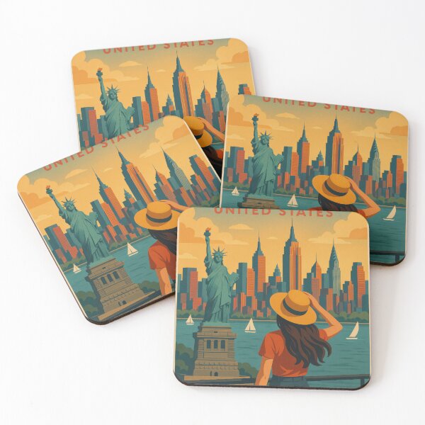 Item preview, Traveling NEW YORK - United States Vintage Poster/Greeting Card designed and sold by Earth Celebration Designs.