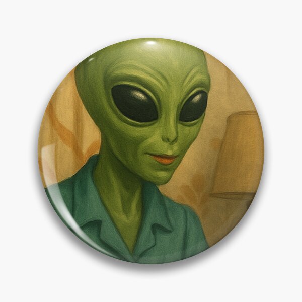 Item preview, A 50's alien lady is ironing a dress while watching UFOs on TV designed and sold by crazypattern.