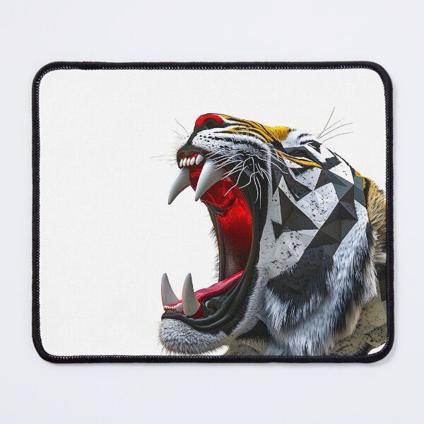 Item preview, Roaring Tiger head in geometric style, exotic cat lovers T-shirt designed and sold by PeffysArt.
