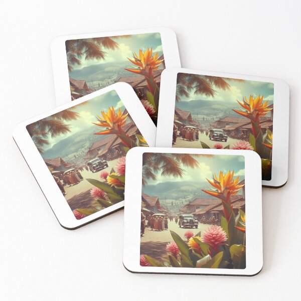 Item preview, Pematang Siantar City in 60s Photo Style at 3 PM – Retro AI Artwork with Floral Touches for City and Flower Lovers designed and sold by knalpot-design.