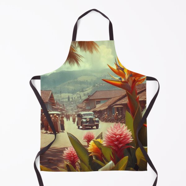 Item preview, Pematang Siantar City in 60s Photo Style at 3 PM – Retro AI Artwork with Floral Touches for City and Flower Lovers designed and sold by knalpot-design.