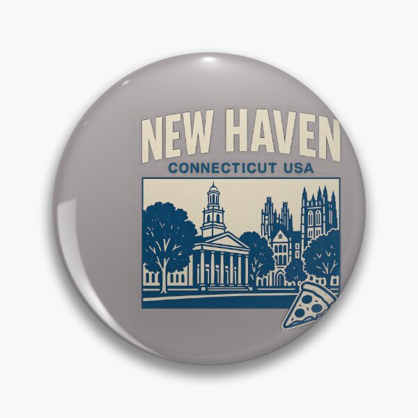 Item preview, New Haven Connecticut – Yale Gothic Skyline and Pizza Slice Retro City Design designed and sold by Kybruno's Creations.