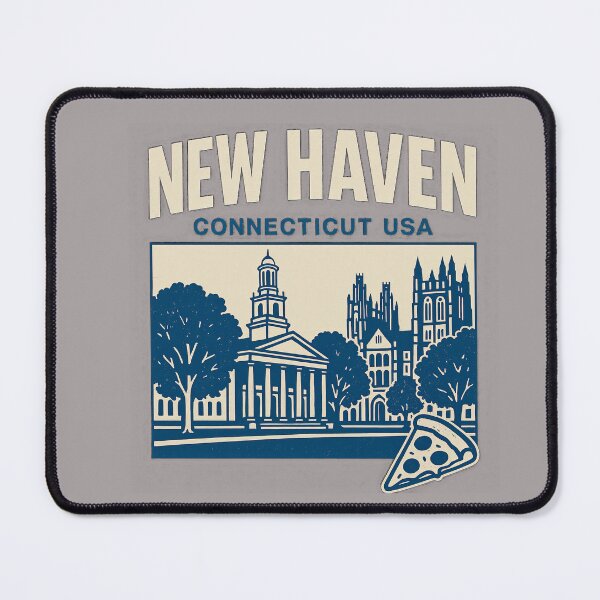 Item preview, New Haven Connecticut – Yale Gothic Skyline and Pizza Slice Retro City Design designed and sold by Kybruno's Creations.