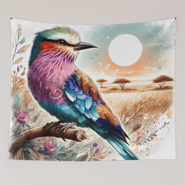 Item preview, Patterns of the Savanna Grassland Lilac-Breasted Roller designed and sold by BreezyDawnDesigns.