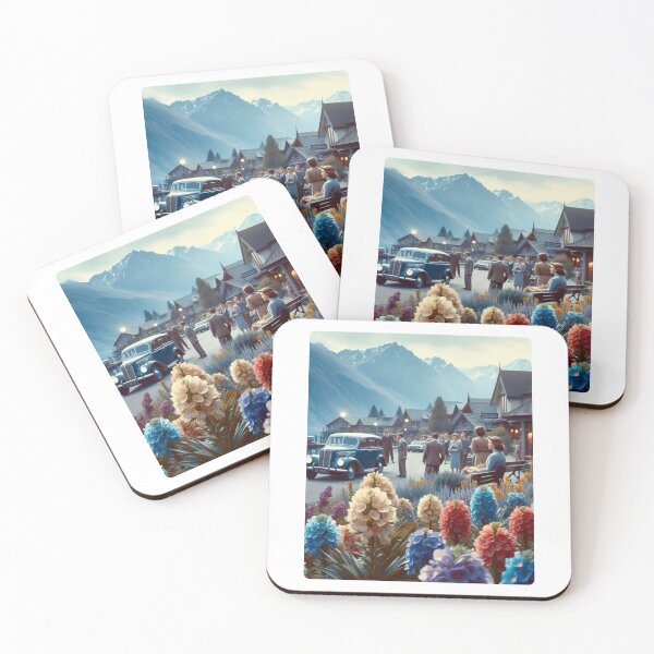 Item preview, Queen Town City in 60s Daylight Style – Retro AI Artwork with Floral Charm for City and Nature Lovers on Accessories designed and sold by knalpot-design.