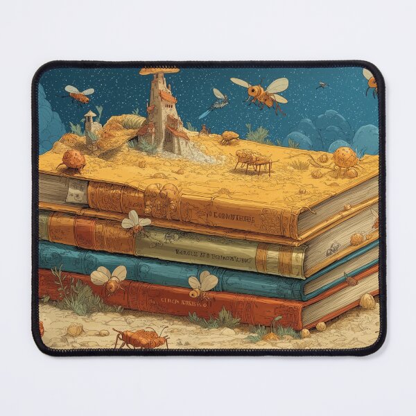 Item preview, Fantasy Book Stack TCG Playmat – Whimsical Insect World with Magical Library Vibes designed and sold by GenXSchematic.
