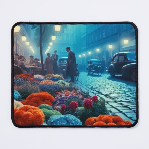 Item preview, Košice City at Night in 60s Retro Style – Vintage AI Art with Floral Touches for Clothing and Urban Design Lovers designed and sold by knalpot-design.