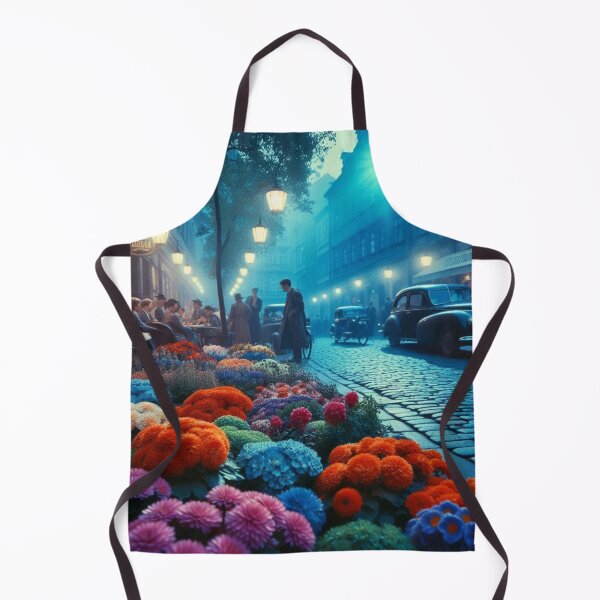 Item preview, Košice City at Night in 60s Retro Style – Vintage AI Art with Floral Touches for Clothing and Urban Design Lovers designed and sold by knalpot-design.