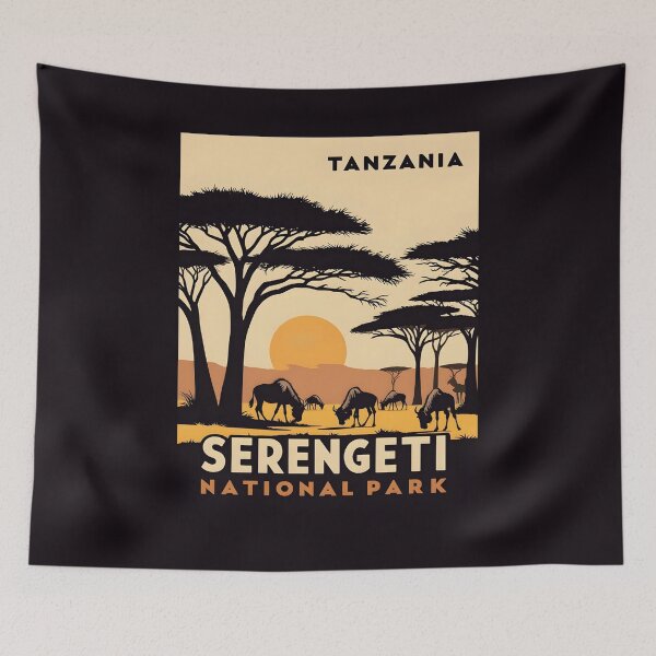 Item preview, A Vintage Illustration of Serengeti National Park - Tanzania  designed and sold by GoodOldVintage.