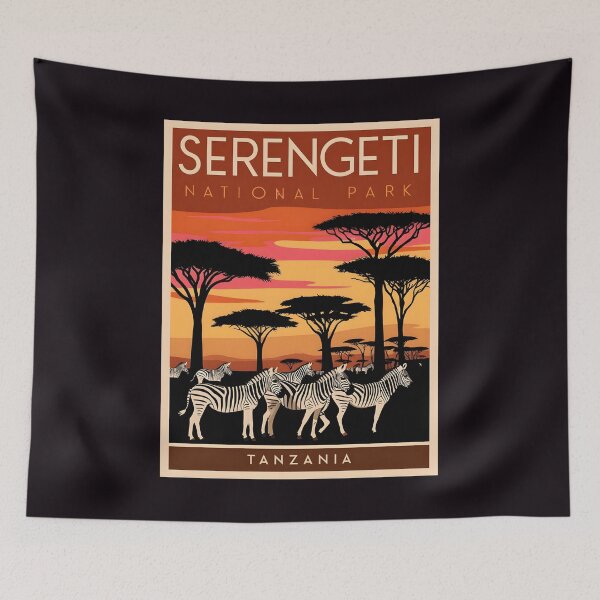 Item preview, A Vintage Illustration of Serengeti National Park - Tanzania  designed and sold by GoodOldVintage.