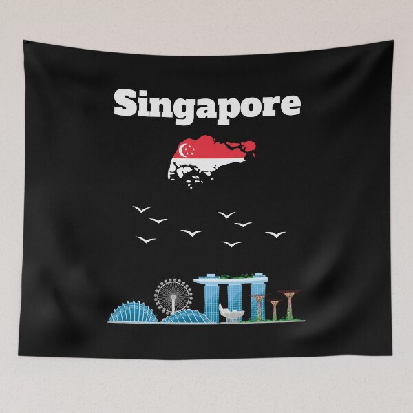 Item preview, Singapore souvenir Singapore city Skyline Singaporean flag  designed and sold by Artstastic.
