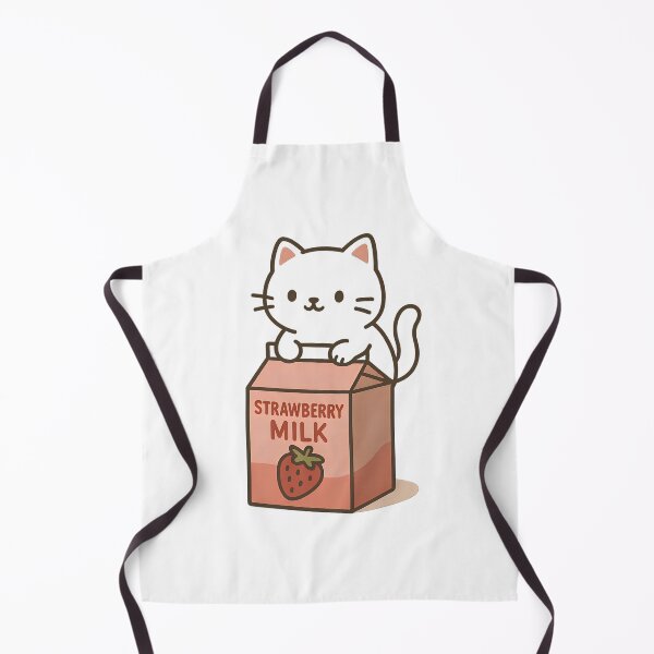 Item preview, Cute White Cat Sitting on Strawberry Milk Carton Illustration designed and sold by Amr Siam.