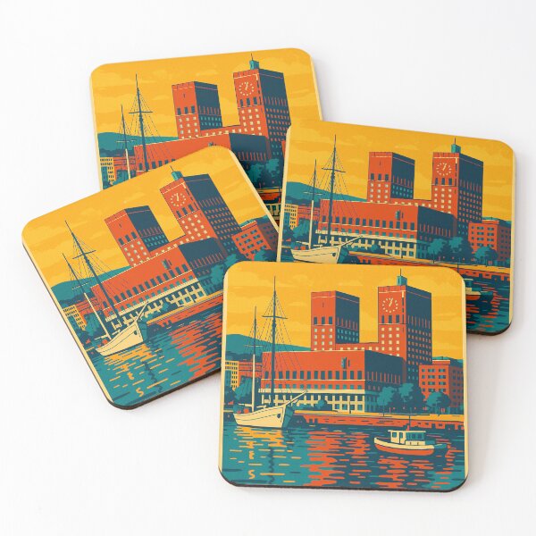 Item preview, Digital Retro Pop Art of Oslo | Vibrant Norway Cityscape | Colorful Oslo Skyline in Vintage Style | Bold Scandinavian Travel Aesthetic | Nostalgic Pop Art of Oslo Landmarks designed and sold by PaintedPixels01.